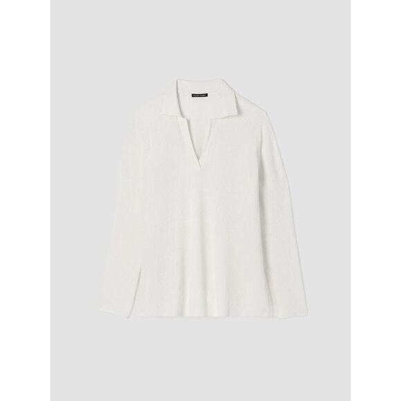 Eileen Fisher Linen Crepe Stretch Top Size XS Ivory - Picture 5 of 9